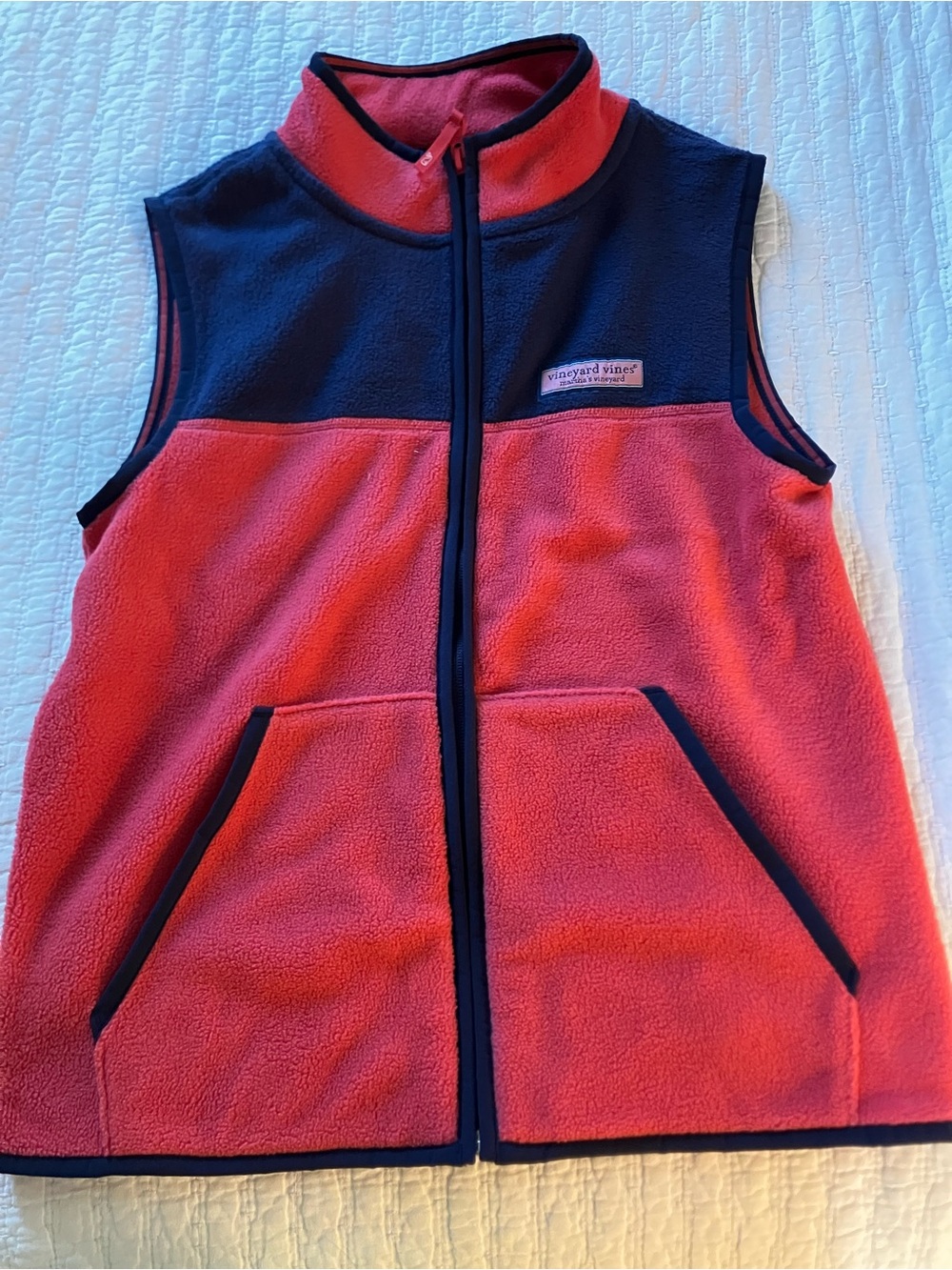Vineyard Vines Red and Navy Fleece Vest - Youth